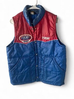 Vintage 70s Puffer Vest in Red and Blue